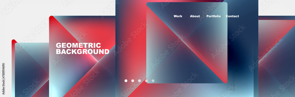 Aufkleber The geometric background features a mix of red and blue triangles on a white backdrop, creating a modern and dynamic display suitable for technologythemed designs