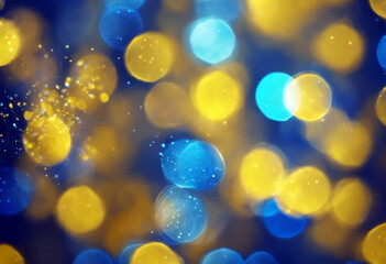 template holiday  Defocus texture glitter  confetti Bokeh pattern background  blue Blurry yellow Abstract sparkles  bright shine background birthday blurred celebration christmas c