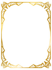Art Deco gold frame vintage frame line geometric wedding label card frame png transparent background