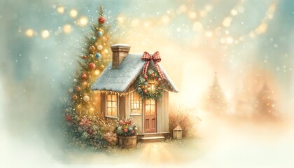 Illustration of a Christmas House Decoration