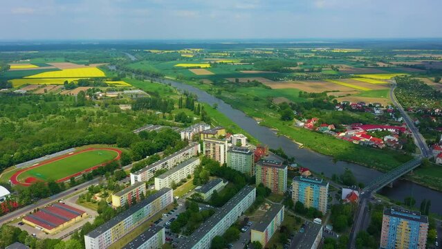 Panorama River Odra Olawa Rzeka Aerial View Poland