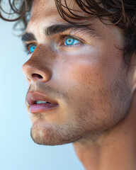 Obraz premium Portrait of young beautiful man with perfect smooth skin