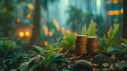Eco-Investment Growth: Nature Meets Finance. Concept Sustainable Finance, Environmental Investments, Green Money Management, Nature-Inspired Economics, Eco-conscious Banking