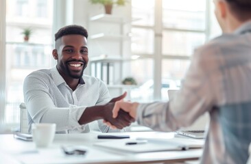 Obraz premium Smiling Young Professionals in Bright Modern Office - Business and Job Interview Concepts