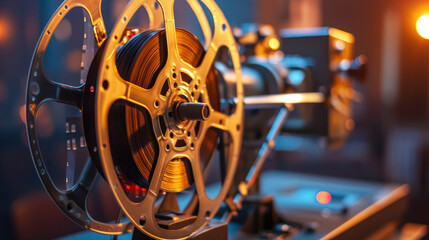 Close Up of Reel on Industrial Machine - obrazy, fototapety, plakaty