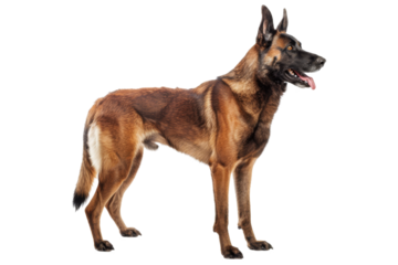 Belgian malinois dog standing isolated on transparent background