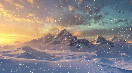 Golden snow mountain landscape illustration poster background