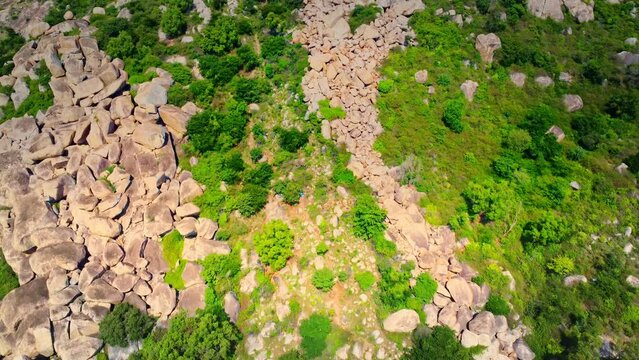 Ariel shot of Anthargange hills. It  is about 4 km from Kolar, a small town once well known for its gold mines. It is equally a religious spot & a scenic area filled with adventurous caves.