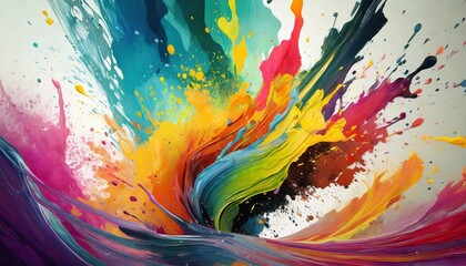 Wallpaper render of abstract background with orange and yellow paint splashes