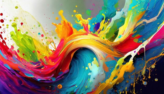 Wallpaper render of abstract background with orange and yellow paint splashes