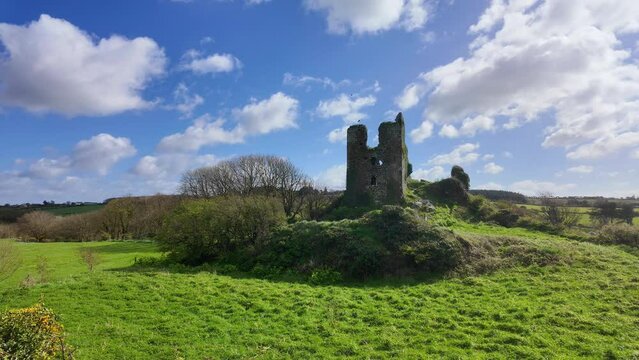 Historic Waterford Ireland Dunhill Castle home of the Power Clan picturesque castle in a typical Irish rural setting destroyed by Cromwell never rebuilt