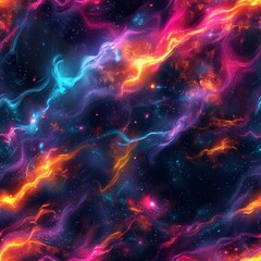 A colorful space background with bright orange and blue lines