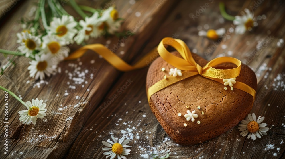 Poster in the rustic charm of a wooden studio setting a delightful macro shot captures a heart shaped ginge