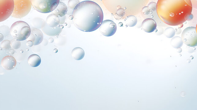 Abstract pc desktop wallpaper background with flying bubbles on a colorful background
