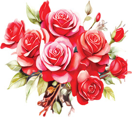 watercolor painting of red roses on a white background