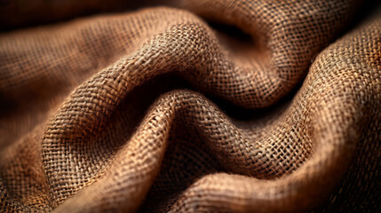  Close-Up View Of Rough Burlap With Intricate Weave, Emphasizing The Natural Texture And Earthy Brown Tones Of The Fabric