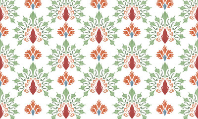 Hand draw ikat floral paisley embroidery.Ikat ethnic oriental pattern traditional.ethnic background, simple style - great for textiles, banners, wallpapers, wrapping - vector design