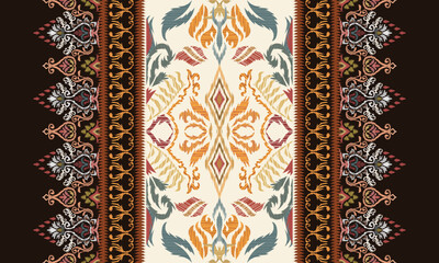 Hand draw Ikat floral paisley embroidery.Ikat ethnic oriental pattern traditional.ethnic background, simple style - great for textiles, banners, wallpapers, wrapping - vector design