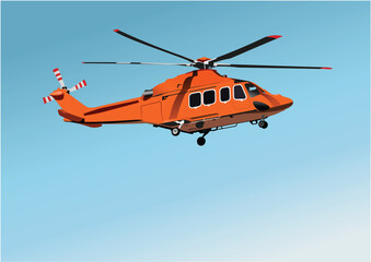 Fototapeta na wymiar Ambulance Helicopter in air. Vector Hand drawn 3d illustration
