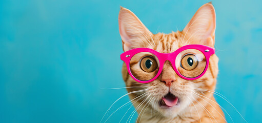 cat with pink glasses, AI generated