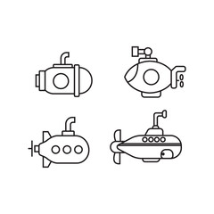 submarine outline vector icon design for graphics, logo, website, social media, UI, mobile apps, EPS10