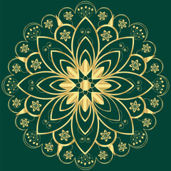 Luxury Islamic or arbian indian festival culture mandala with golden pattern and geometric shape decretive template