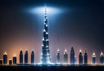 Dubai Heavy rains lash UAE, Rainfall in Dubai Climate Change, United Arab Emirates Flood - obrazy, fototapety, plakaty