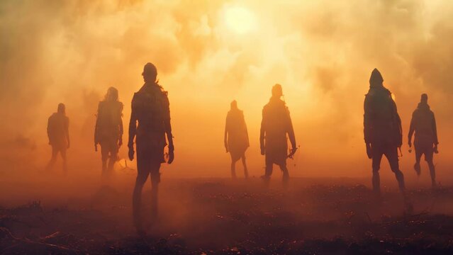 Apocalyptic March of the Undead. Concept Zombie Apocalypse, Survival Strategies, End of the World, Undead Outbreak, Post-Apocalyptic Society