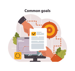 Common goals concept. Flat vector illustration