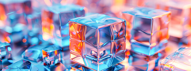 Vibrant 3D Rendered Abstract Glass Cubes Background