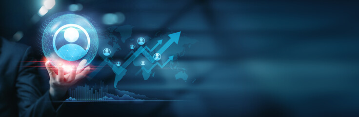 Businessman administers icon with administrative service administration of administrative,...