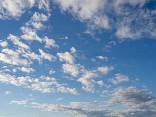 Fluffy white clouds blue sky cloudscape soft sunlight meteorology heaven hope peace