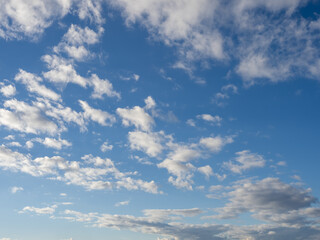 Obraz premium Fluffy white clouds blue sky cloudscape soft sunlight meteorology heaven hope peace