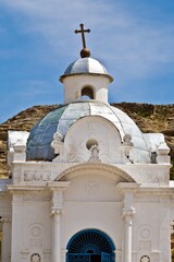 Beautiful white Russian Christian Orthodox Church. Religion