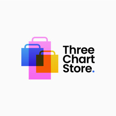 bag shop shopping three triple chart store logo vector icon illustration - 788974494
