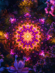 Fototapeta na wymiar Floral Mandala: Sunlit Garden in Bloom