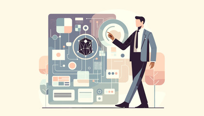 Large-scale language model AI (LLM) concept vector illustration.