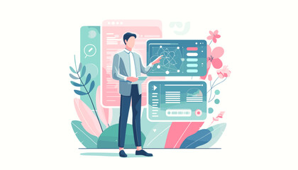 Large-scale language model AI (LLM) concept vector illustration.