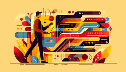 Large-scale language model AI (LLM) concept vector illustration.