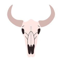Cow head skull. Goat skull in hand drawn style. Vector illustration.