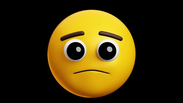 Sad. crying face  emoji, 3d emoticon animation, Alpha channel, Transparent video