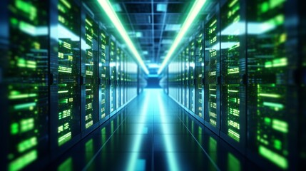 Fototapeta premium Generative ai collage image picture photo of data center interior with server storage high quality protection
