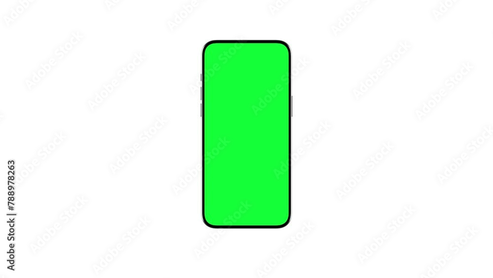 Fototapete smartphone display with green screen for chroma key. rotating mock up of smart phone with empty gree