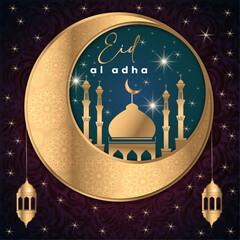 Eid al-Adha or the Feast of Sacrifice greetings card. Eid celebarting background.