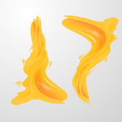 A set of vector honey drips  blots on white background