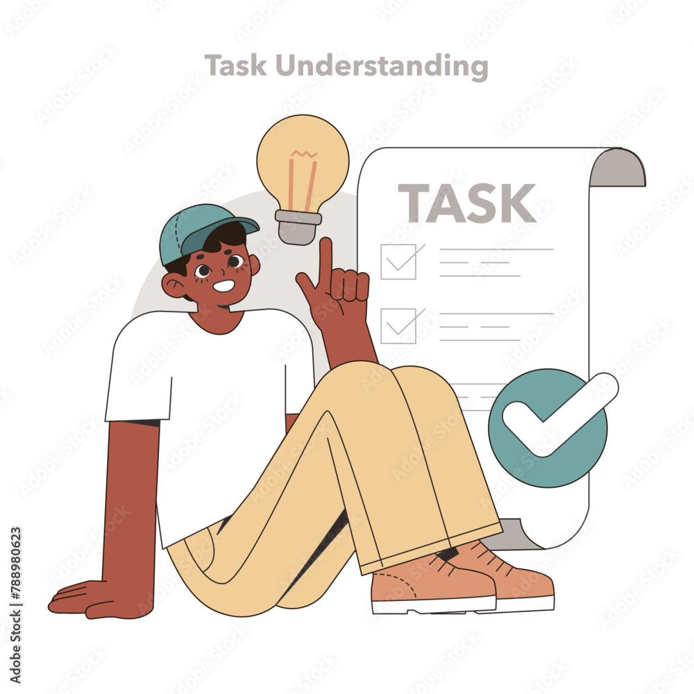 Poster task understanding concept. vector illustration.
