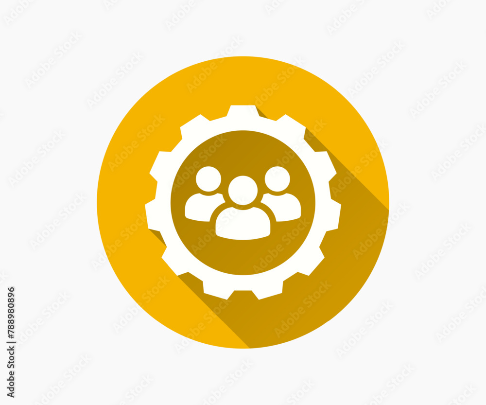 Aufkleber team building flat icon with long shadow for graphic and web design.