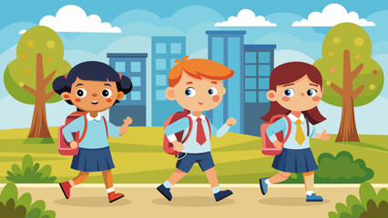 vector-illustration-of-three-kids-in-school-unifor