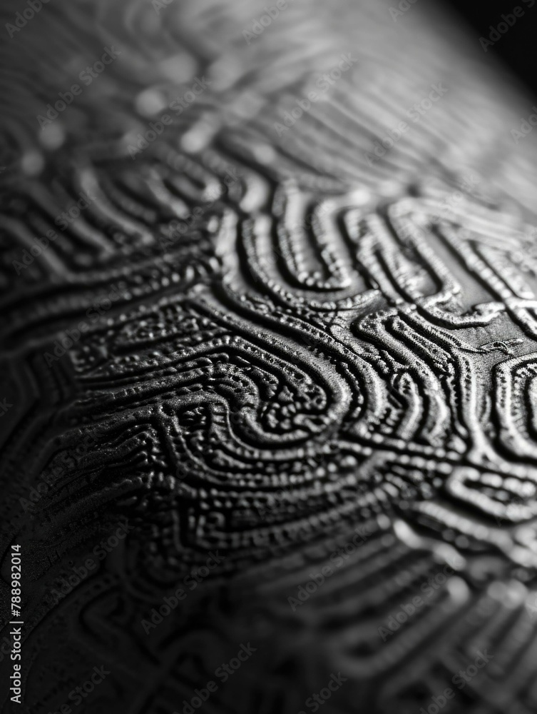 Poster a close up of a black and white photo showing an intricate design. generative ai.