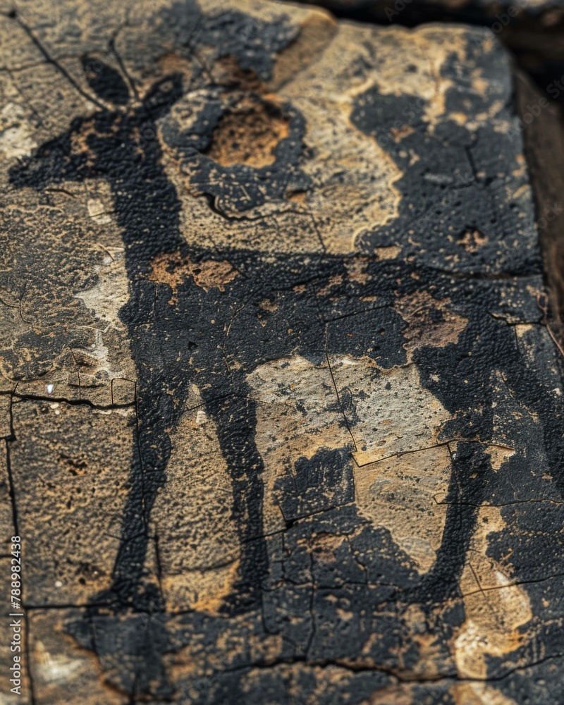 Poster a close up of a deer on the side of some rocks. generative ai.